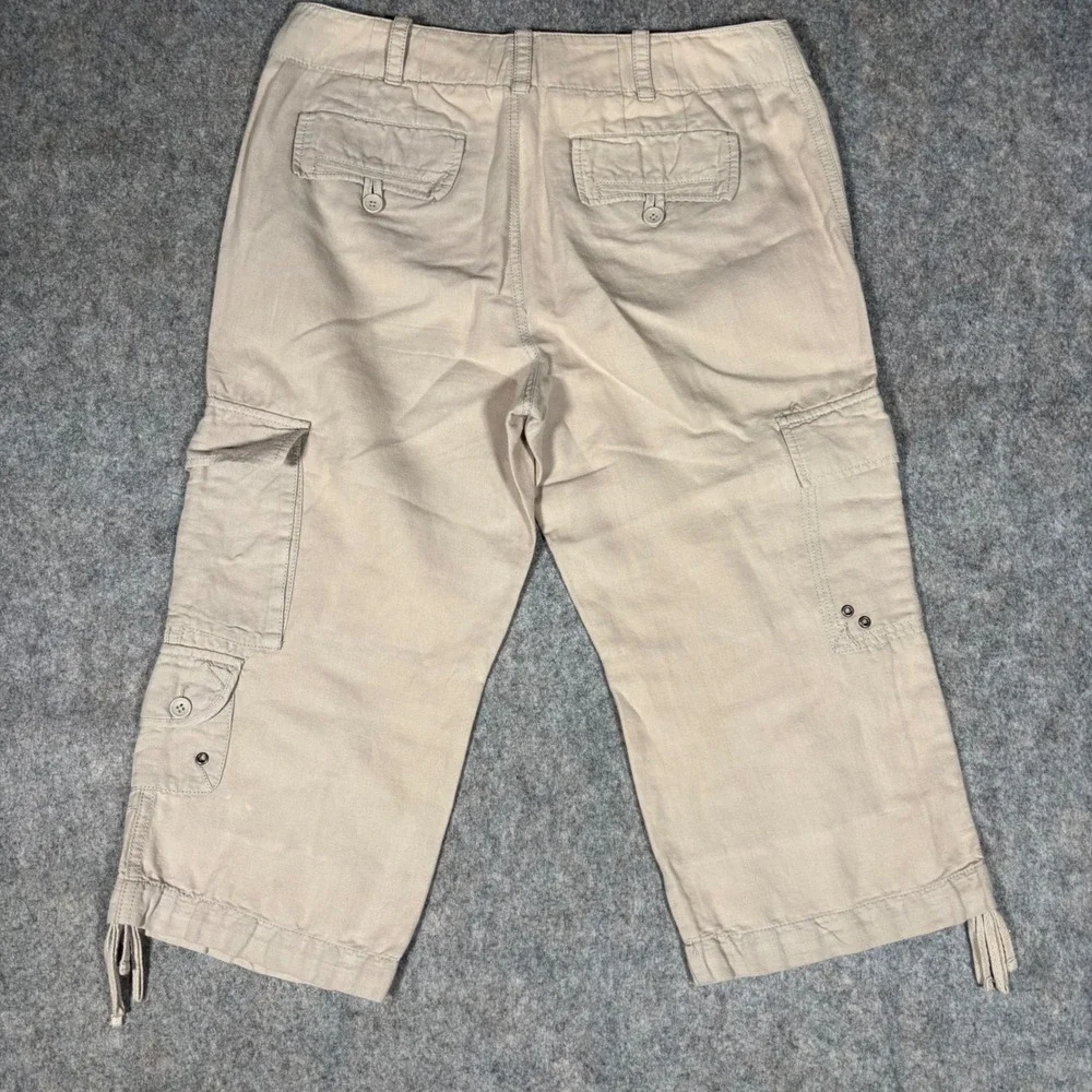 Banana‎ Republic Cargo Capris Womens 6 Tan Linen Blend Martin Fit Cropped Pants